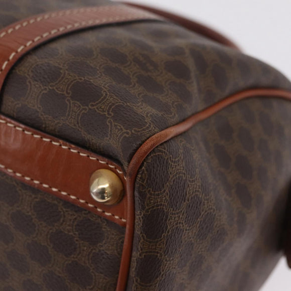 CELINE Macadam Boston Bag PVC Brown Gold Tone Auth 209797