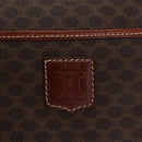 CELINE Macadam Boston Bag PVC Brown Gold Tone Auth 209797-15