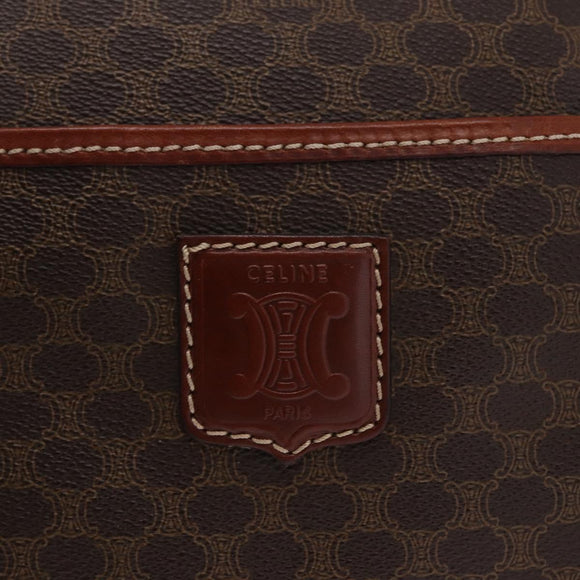 CELINE Macadam Boston Bag PVC Brown Gold Tone Auth 209797