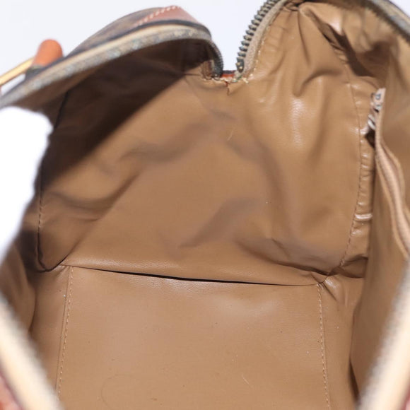 CELINE Macadam Boston Bag PVC Brown Gold Tone Auth 209797