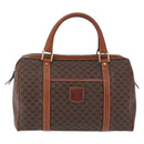 CELINE Macadam Boston Bag PVC Brown Gold Tone Auth 209797-2
