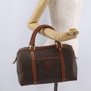 CELINE Macadam Boston Bag PVC Brown Gold Tone Auth 209797-24
