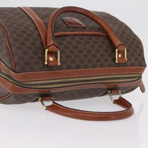 CELINE Macadam Boston Bag PVC Brown Gold Tone Auth 209797