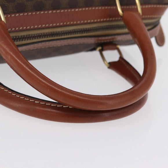 CELINE Macadam Boston Bag PVC Brown Gold Tone Auth 209797