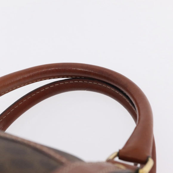 CELINE Macadam Boston Bag PVC Brown Gold Tone Auth 209797