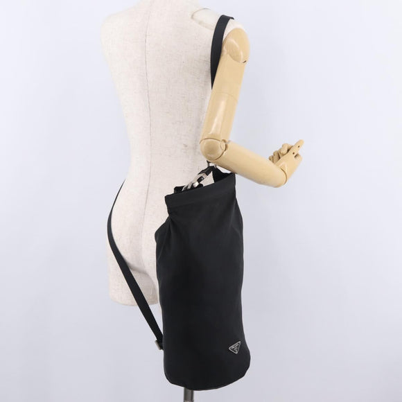 PRADA Shoulder Bag Nylon Black Silver Auth 209798A