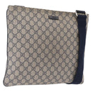 GUCCI GG Supreme Shoulder Bag PVC Navy Silver 201446 Auth 209799A-1
