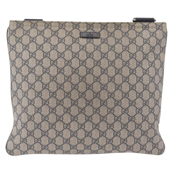 GUCCI GG Supreme Shoulder Bag PVC Navy Silver 201446 Auth 209799A