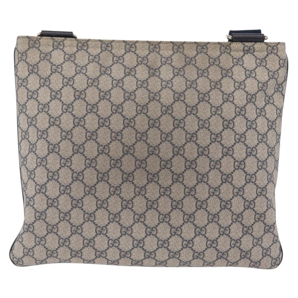GUCCI GG Supreme Shoulder Bag PVC Navy Silver 201446 Auth 209799A