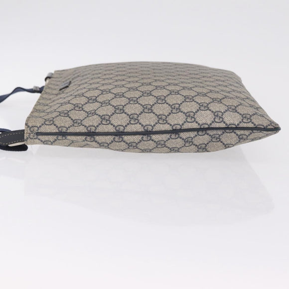 GUCCI GG Supreme Shoulder Bag PVC Navy Silver 201446 Auth 209799A