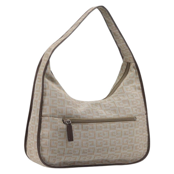 GIVENCHY Shoulder Bag Canvas Beige Silver Auth 209801A