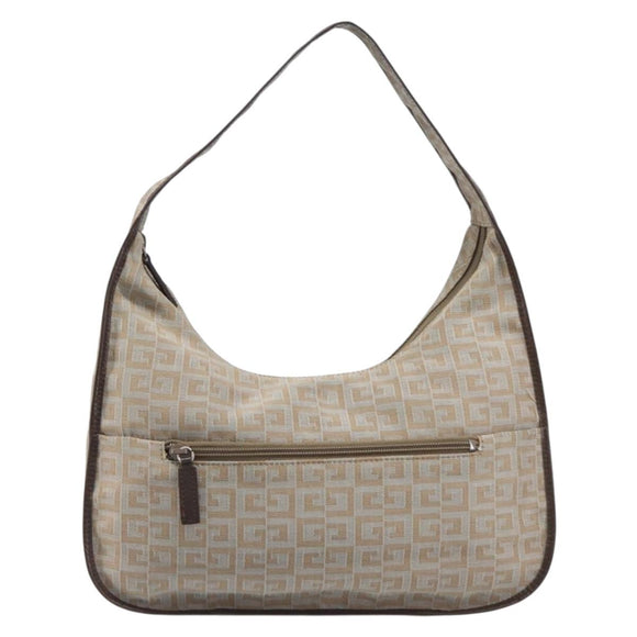GIVENCHY Shoulder Bag Canvas Beige Silver Auth 209801A