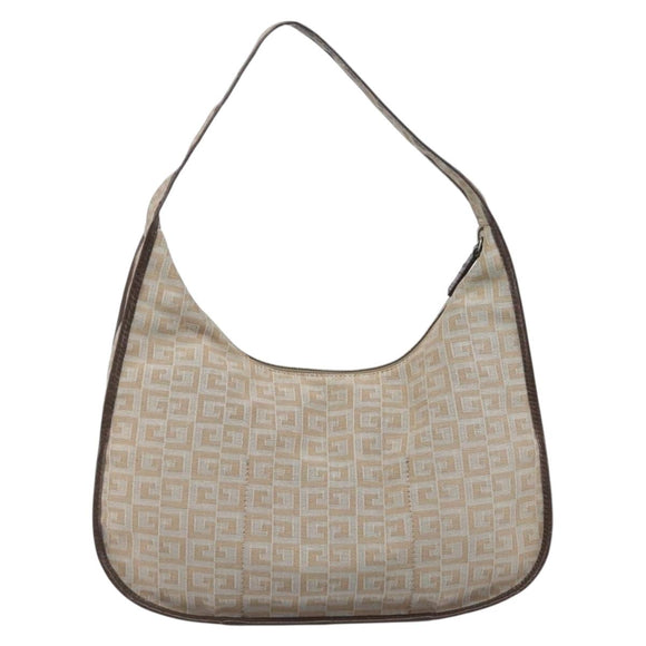 GIVENCHY Shoulder Bag Canvas Beige Silver Auth 209801A