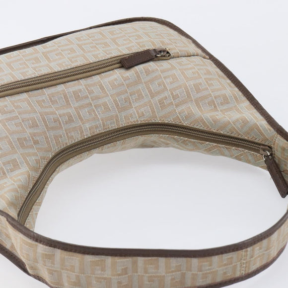 GIVENCHY Shoulder Bag Canvas Beige Silver Auth 209801A