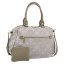 Russet Boston Bag PVC Leather 2way Gray Gold Auth 209802A-1