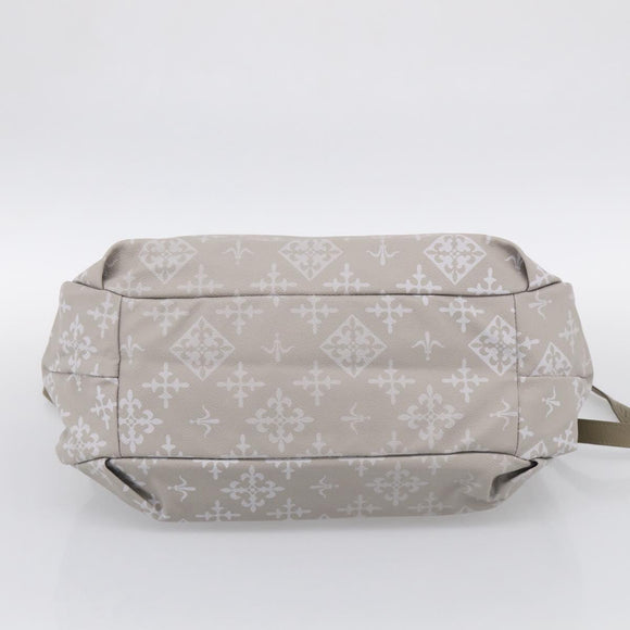 Russet Boston Bag PVC Leather 2way Gray Gold Auth 209802A