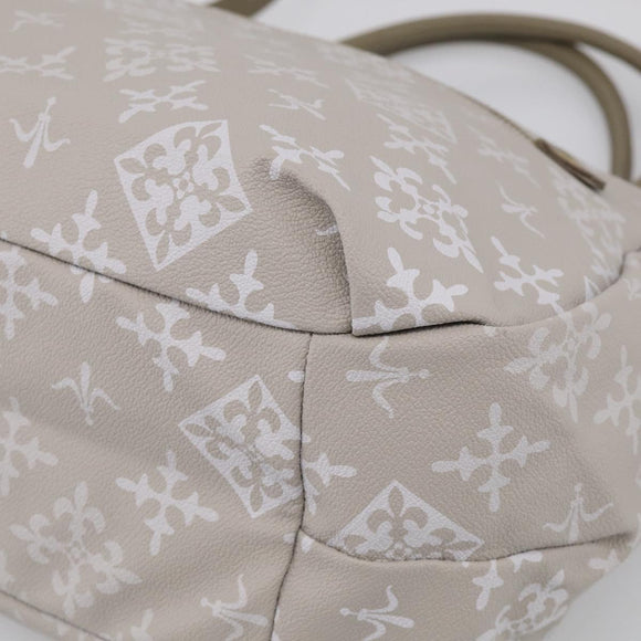 Russet Boston Bag PVC Leather 2way Gray Gold Auth 209802A