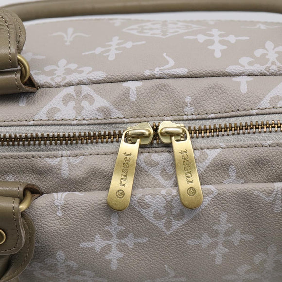 Russet Boston Bag PVC Leather 2way Gray Gold Auth 209802A