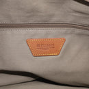 Russet Boston Bag PVC Leather 2way Gray Gold Auth 209802A-17