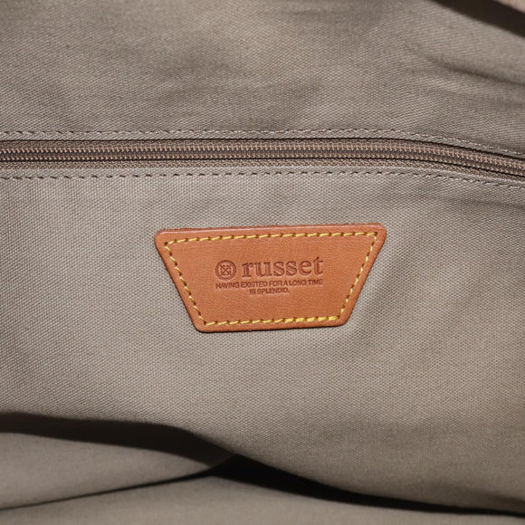 Russet Boston Bag PVC Leather 2way Gray Gold Auth 209802A
