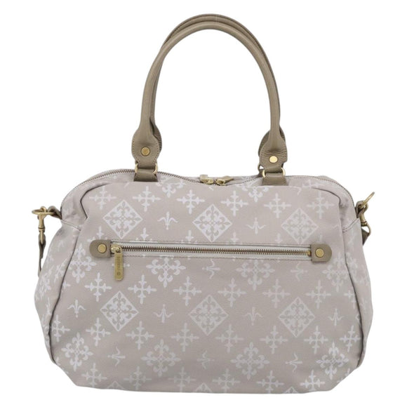 Russet Boston Bag PVC Leather 2way Gray Gold Auth 209802A