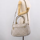 Russet Boston Bag PVC Leather 2way Gray Gold Auth 209802A-28