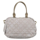 Russet Boston Bag PVC Leather 2way Gray Gold Auth 209802A-3