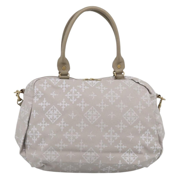 Russet Boston Bag PVC Leather 2way Gray Gold Auth 209802A