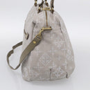 Russet Boston Bag PVC Leather 2way Gray Gold Auth 209802A-5