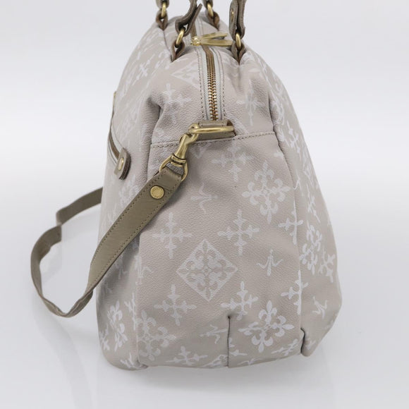 Russet Boston Bag PVC Leather 2way Gray Gold Auth 209802A