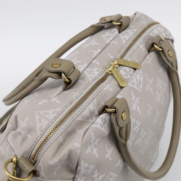 Russet Boston Bag PVC Leather 2way Gray Gold Auth 209802A