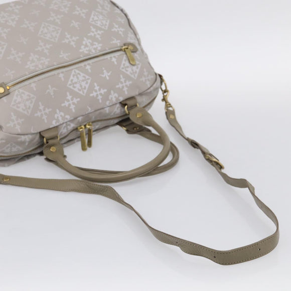 Russet Boston Bag PVC Leather 2way Gray Gold Auth 209802A
