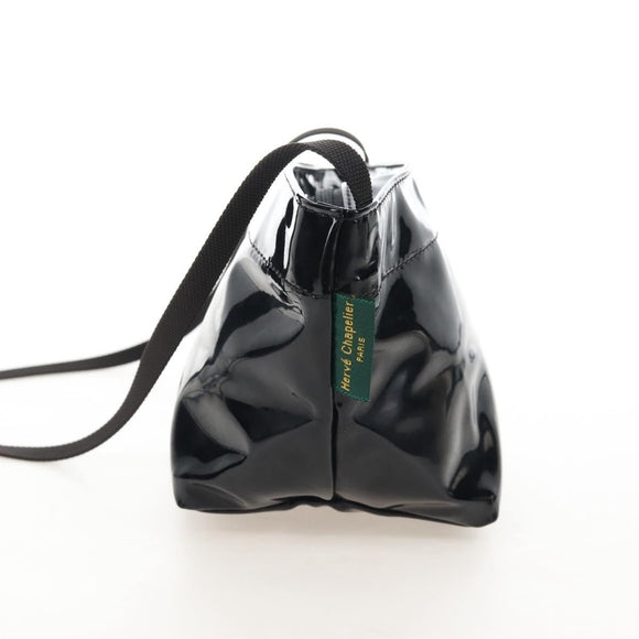 Herve Chapelier Shoulder Pouch Patent Black Auth 209804A