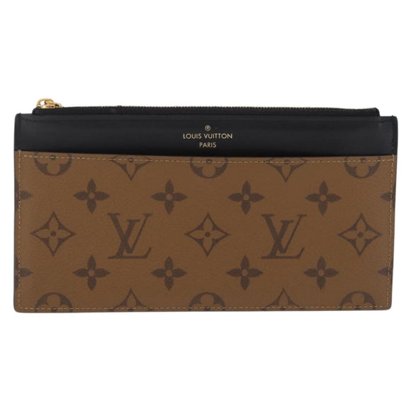 LOUIS VUITTON Monogram Reverse Slim Purse Long Wallet M80390 LV Auth 209810A