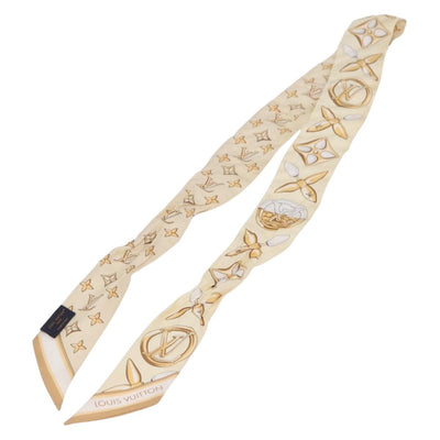 LOUIS VUITTON Bandeau BB Louisette Scarf Silk Beige M79619 LV Auth 209812