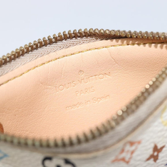 LOUIS VUITTON Monogram Multicolor Pochette Cles Purse White M92655 Auth 209817