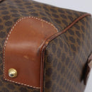 CELINE Macadam Canvas Boston Bag PVC Leather Brown Gold Auth 209827-11