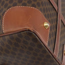 CELINE Macadam Canvas Boston Bag PVC Leather Brown Gold Auth 209827-12