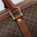 CELINE Macadam Canvas Boston Bag PVC Leather Brown Gold Auth 209827-16