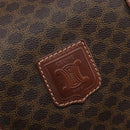CELINE Macadam Canvas Boston Bag PVC Leather Brown Gold Auth 209827-17
