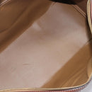 CELINE Macadam Canvas Boston Bag PVC Leather Brown Gold Auth 209827-20