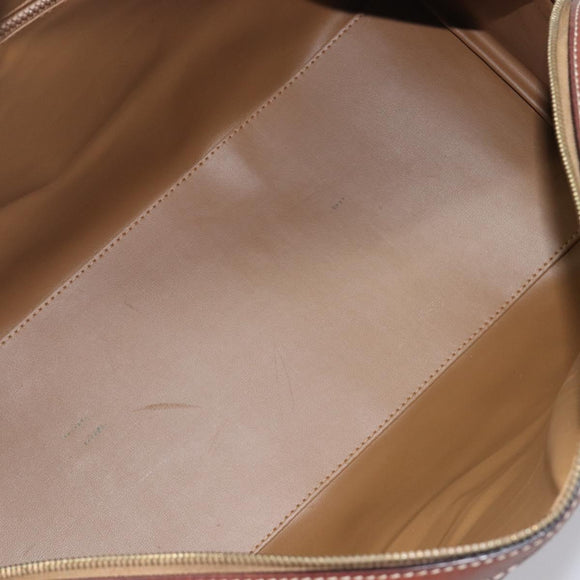 CELINE Macadam Canvas Boston Bag PVC Leather Brown Gold Auth 209827