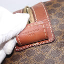 CELINE Macadam Canvas Boston Bag PVC Leather Brown Gold Auth 209827-25