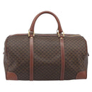 CELINE Macadam Canvas Boston Bag PVC Leather Brown Gold Auth 209827-3