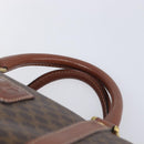 CELINE Macadam Canvas Boston Bag PVC Leather Brown Gold Auth 209827-8
