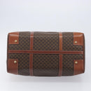 CELINE Macadam Canvas Boston Bag PVC Leather Brown Gold Auth 209827-9