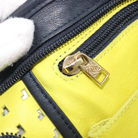 LOEWE Shoulder Bag Suede Yellow Gold Auth 209832