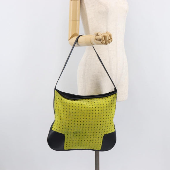 LOEWE Shoulder Bag Suede Yellow Gold Auth 209832