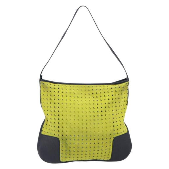 LOEWE Shoulder Bag Suede Yellow Gold Auth 209832