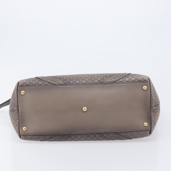 GUCCI Micro GG Canvas Guccissima Tote Bag Leather Gray Gold 296910 Auth 209833V